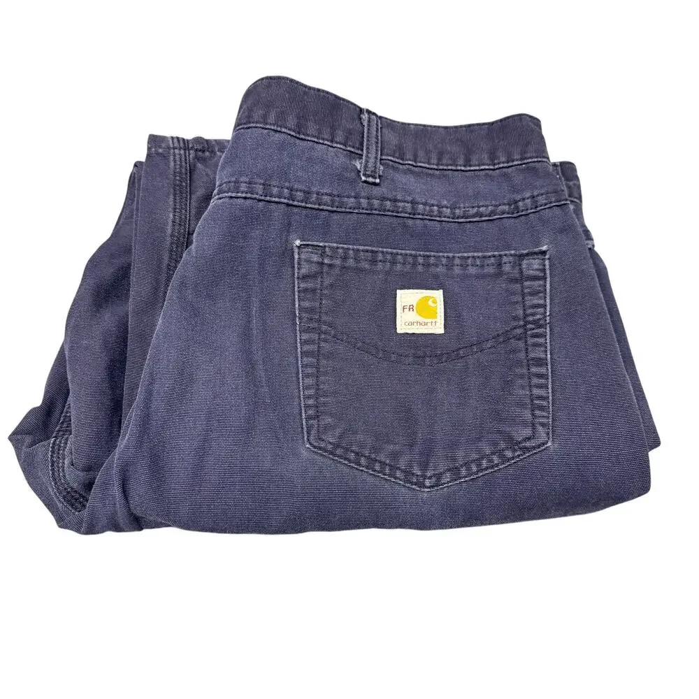 Carhartt FR Pants Mens 40x32 (40x31 ACTUAL) Blue Flame Resistant Canvas Work‎